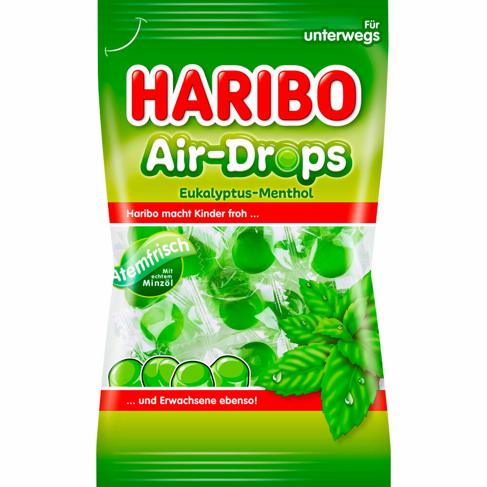 Haribo Air-Drops Eukalyptus-Menthol, Gummibonbon, Fruchtgummi, im Beutel, Tüte, 100 g