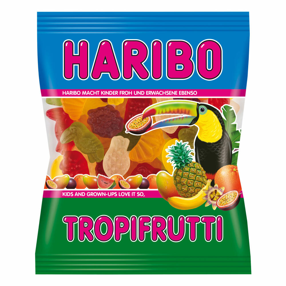 Haribo Tropifrutti, 3er Pack, Gummibärchen, Weingummi, Fruchtgummi, Im Beutel, Tüte