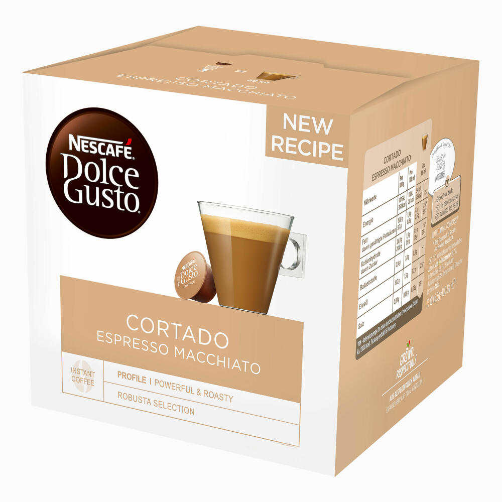 Nescafé Dolce Gusto Cortado Espresso Macchiato Storage Box, Coffee, Coffee Capsules, 30 Capsules