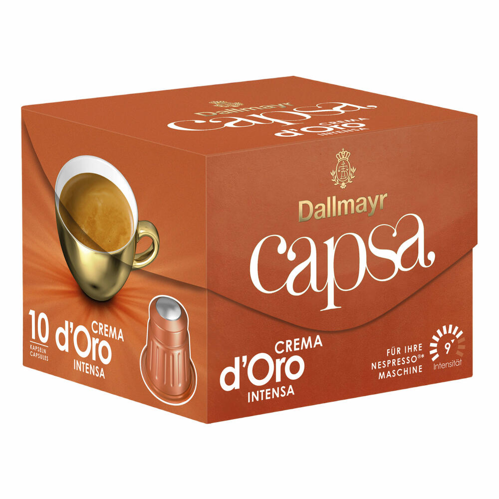 Dallmayr Capsa Crema dOro Intensa, Nespresso Kompatibel Kapsel, Kaffeekapsel, Röstkaffee, Kaffee, 10 Kapseln, 56 g