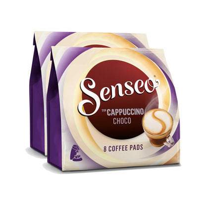 Senseo coffee pads Cappuccino Choco, coffee with chocolate flavor, new recipe, pack of 2, 2x8 pads