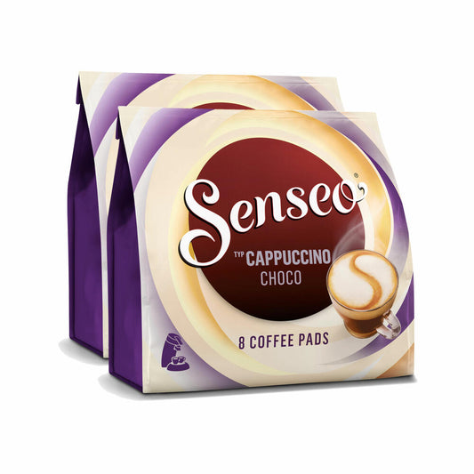 Senseo Kaffeepads Cappuccino Choco, Kaffee mit Schokoladengeschmack, neue Rezeptur, 2er Pack, 2x8 Pads