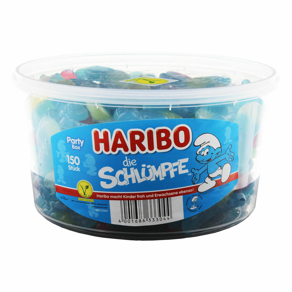 Haribo Smurfs, gummy bears, wine gums, fruit gums, 150 pieces, 1350g can