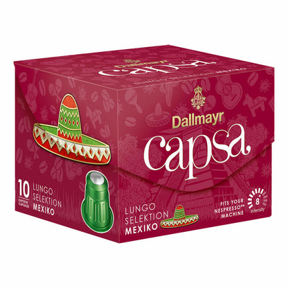 Dallmayr Capsa Lungo Selektion Mexico, Nespresso Kompatibel, Kaffeekapsel, Röstkaffee, Kaffee, 10 Kapseln, 56 g