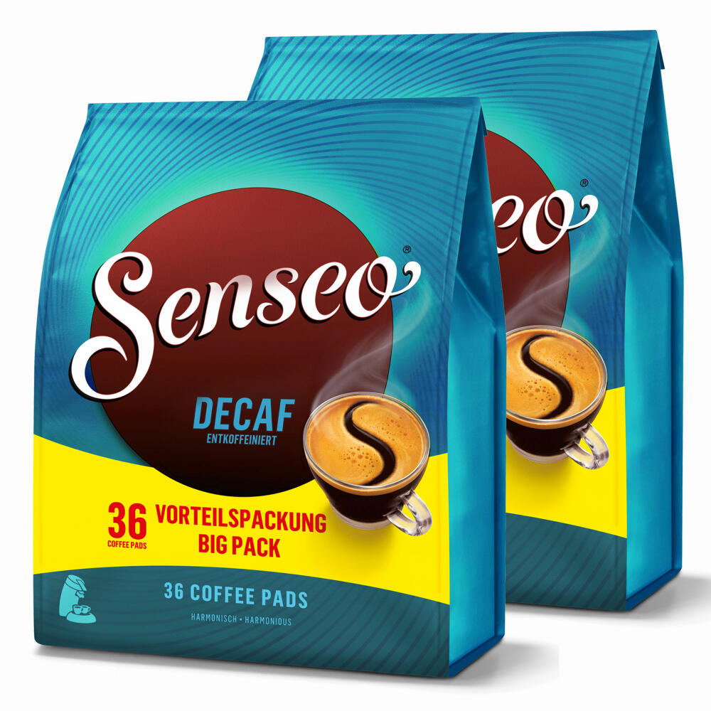 Senseo Coffee Pads Decaffeinated / Decaf, Rich Aroma, Intense &amp; Balanced, Coffee for Coffee Pad Machines, 72 Pads