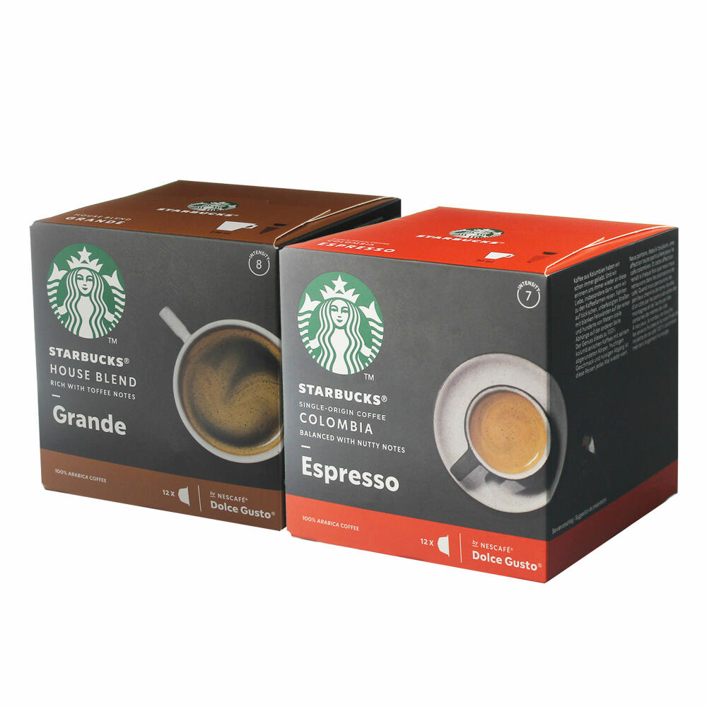 Nescafé Dolce Gusto Starbucks Espresso Set, Espresso + Colombia, 2 Sorten, Kaffee, Kaffeekapseln, 2 x 12 Kapseln