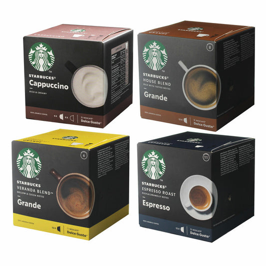 Nescafé Dolce Gusto Starbucks Deluxe Mix Set, Coffee, Cappuccino, Espresso, 4 Varieties, Coffee, Coffee Capsules, 4 x 12 Capsules