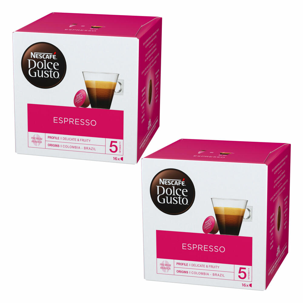 Nescafé Dolce Gusto Espresso, Coffee, Coffee Capsule, Pack of 2, 2 x 16 Capsules