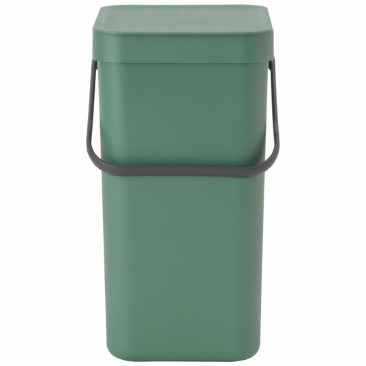 Brabantia Sort &amp; Go Waste Bin, Waste Bin, Garbage Can, Plastic, Fir Green, 12 L, 129803