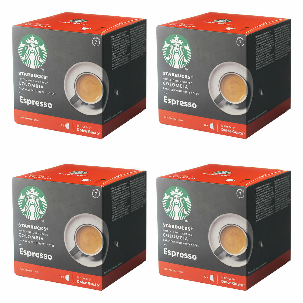 Nescafé Dolce Gusto Starbucks Colombia Espresso Set of 4, Coffee, Roasted Coffee, Coffee Capsules, 4x12 Capsules