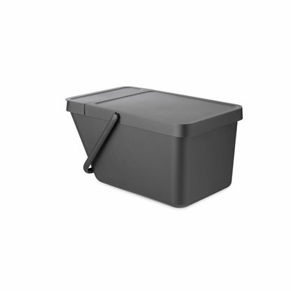 Brabantia Sort &amp; Go Waste Bin, Waste Bin, Garbage Can, Plastic, Grey, 20 L, 277726