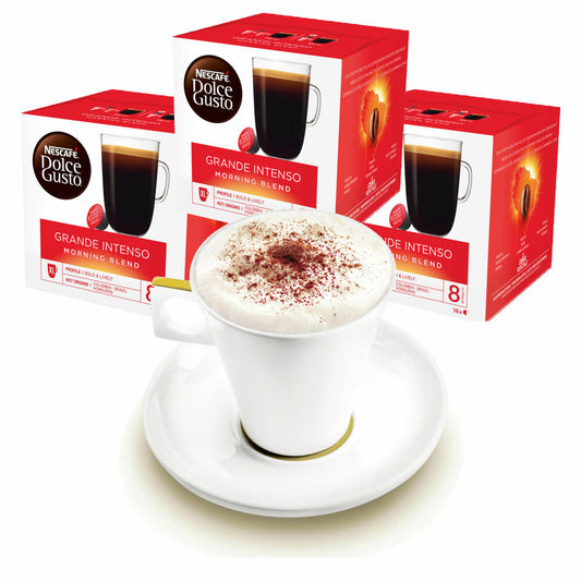 Nescafé DOLCE GUSTO Tassen Geschenkset, 3 Packungen mit Becher Grande Intenso Morning Blend, Kaffee, Kaffeekapsel, Kapseln