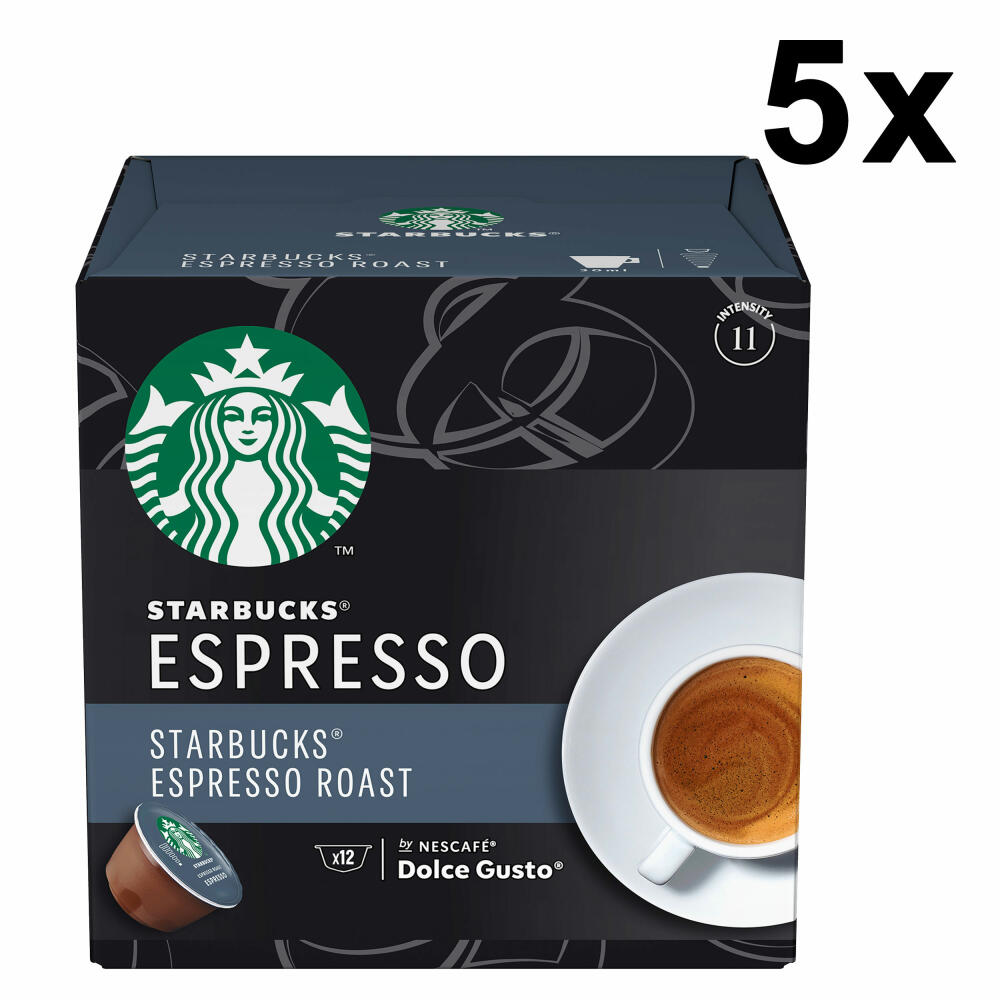 Nescafé Dolce Gusto Starbucks Espresso Roast Espresso Set of 5, Coffee, Roasted Coffee, Coffee Capsules, 5 x 12 Capsules