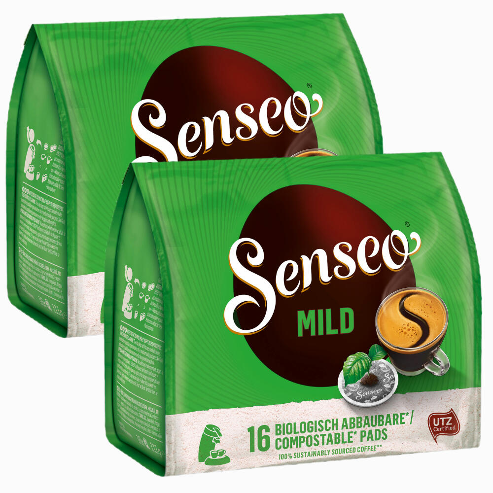 Senseo Coffee Pads Mild, Fine and Velvety Taste, Coffee, New Design, Pack of 2, 2 x 16 Pads