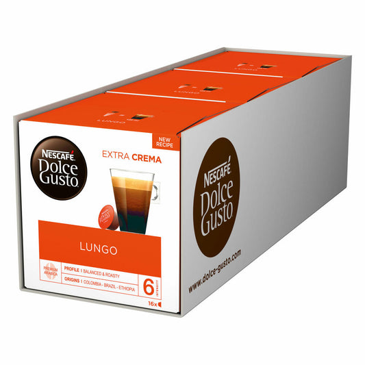 Nescafé Dolce Gusto Caffè Lungo, Coffee, Coffee Capsule, Pack of 3, 3 x 16 Capsules