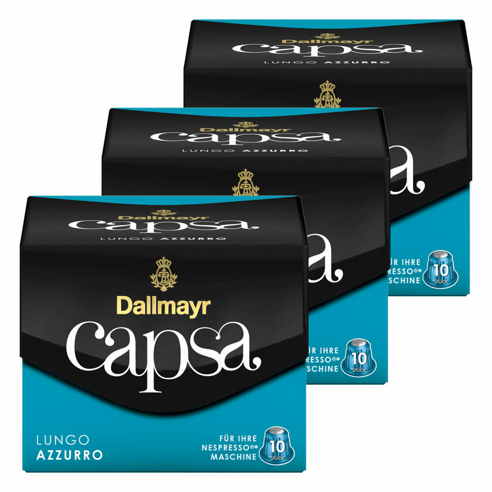 Dallmayr Capsa Lungo Azzurro, Nespresso Compatible Capsule, Coffee Capsule, Roasted Coffee, Coffee, 30 Capsules