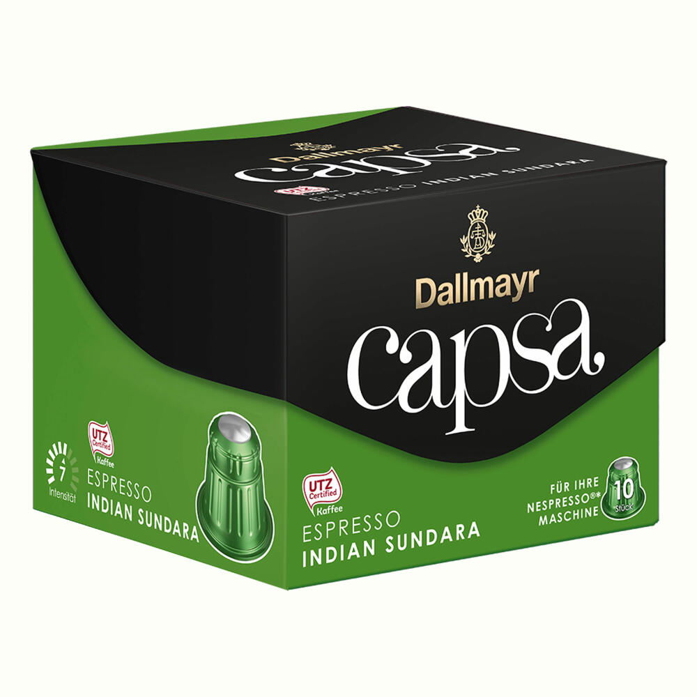 Dallmayr Capsa Espresso Indian Sundara, Nespresso Kompatibel Kapsel, Kaffeekapsel, Espressokapsel, Röstkaffee, 100 Kapseln