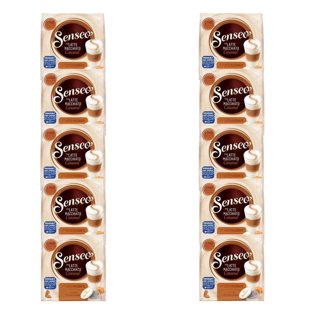 Senseo coffee pads Latte Macchiato Caramel, caramel flavor, cappuccino, coffee pad, relaunch, new design, 100 pads for 50 servings