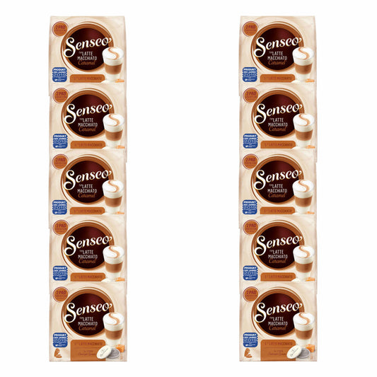 Senseo coffee pads Latte Macchiato Caramel, caramel flavor, cappuccino, coffee pad, relaunch, new design, 100 pads for 50 servings