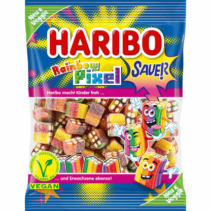 Haribo Rainbow Pixel, Sauer, Fruchtgummi, Schaumzucker, im Beutel, Tüte, 160 g