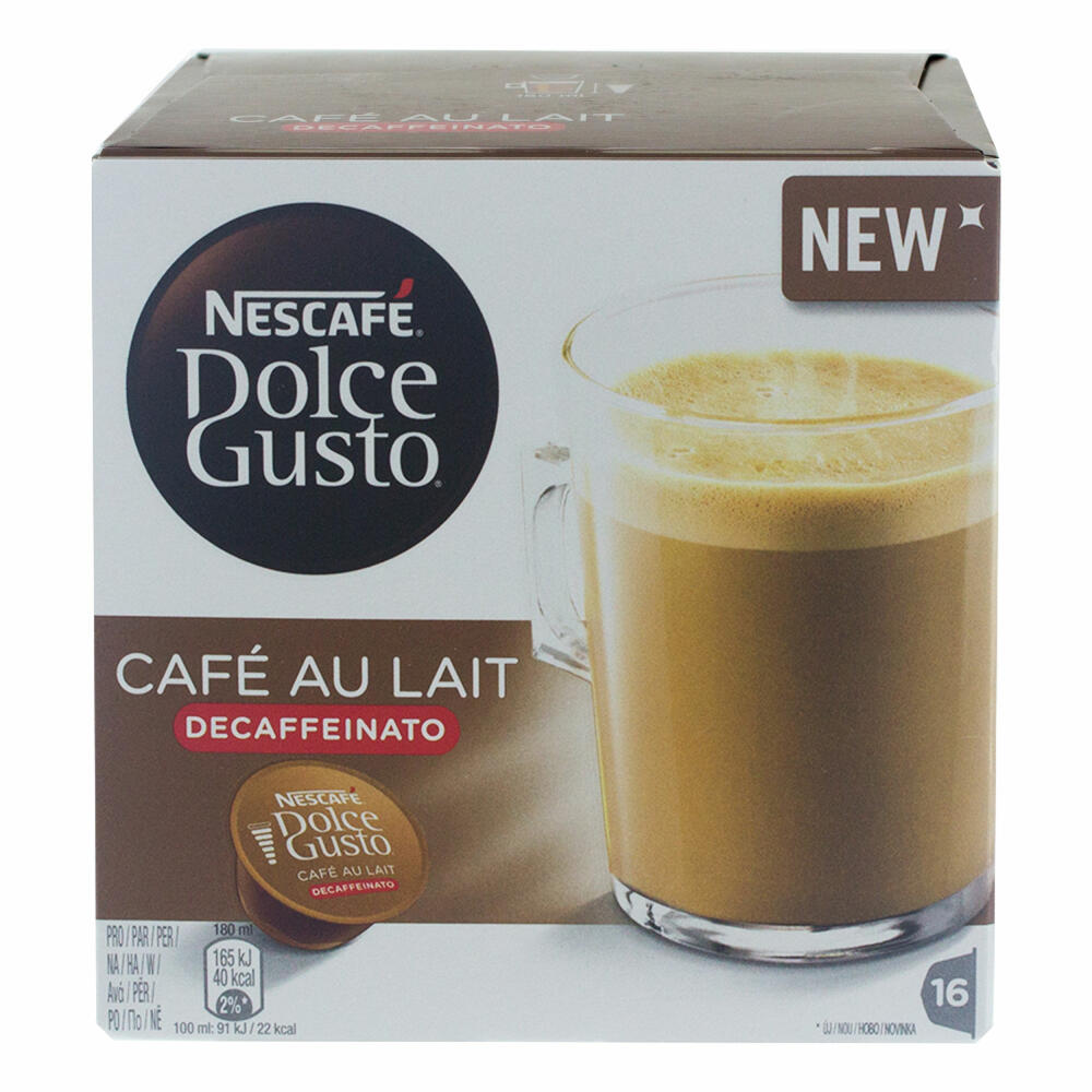 Nescafé Dolce Gusto Cafe au Lait Decaffeinato, Decaffeinated Coffee, Coffee Capsule, 32 Capsules