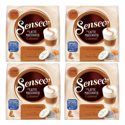 Senseo coffee pads Latte Macchiato Caramel, caramel flavor, cappuccino, coffee pad, relaunch, new design, 40 pads for 20 servings