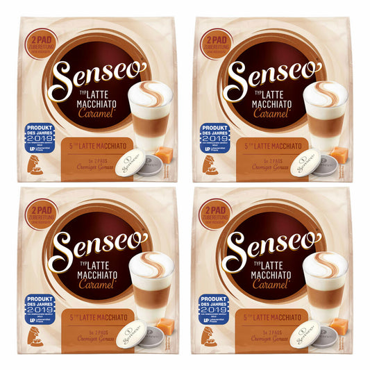 Senseo coffee pads Latte Macchiato Caramel, caramel flavor, cappuccino, coffee pad, relaunch, new design, 40 pads for 20 servings