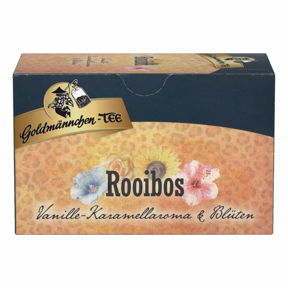 Goldmännchen Tee Rooibos Vanille - Karamell mit Blüten, Rooibostee, Kräutertee im Beutel, 20 einzeln versiegelte Teebeutel