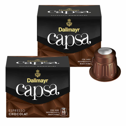 Dallmayr Capsa Espresso Chocolat, Nespresso Kompatibel Kapsel, Kaffeekapsel, Röstkaffee, Kaffee, 20 Kapseln