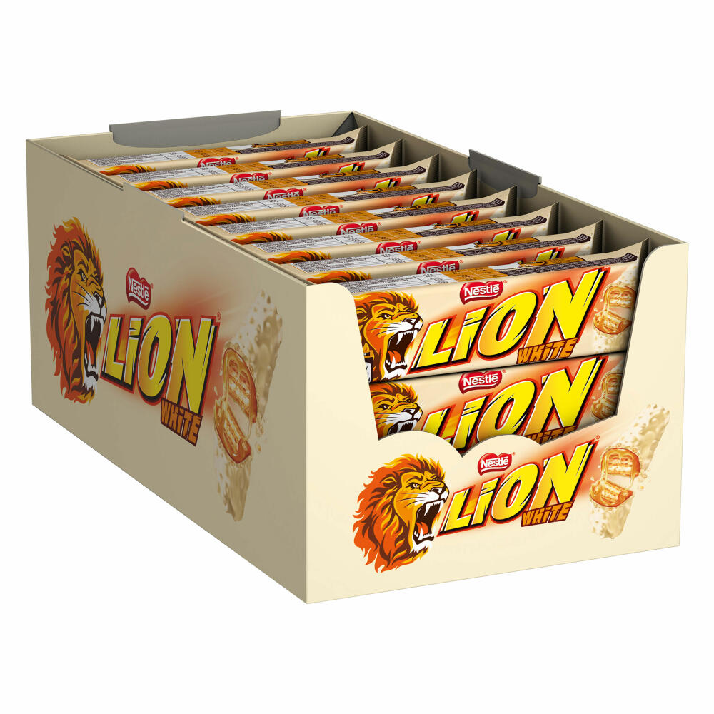 Nestlé LION White, Schokoriegel mit Karamell und weißer Glasur, Schoko Riegel, Schokolade, 24 x 42 g