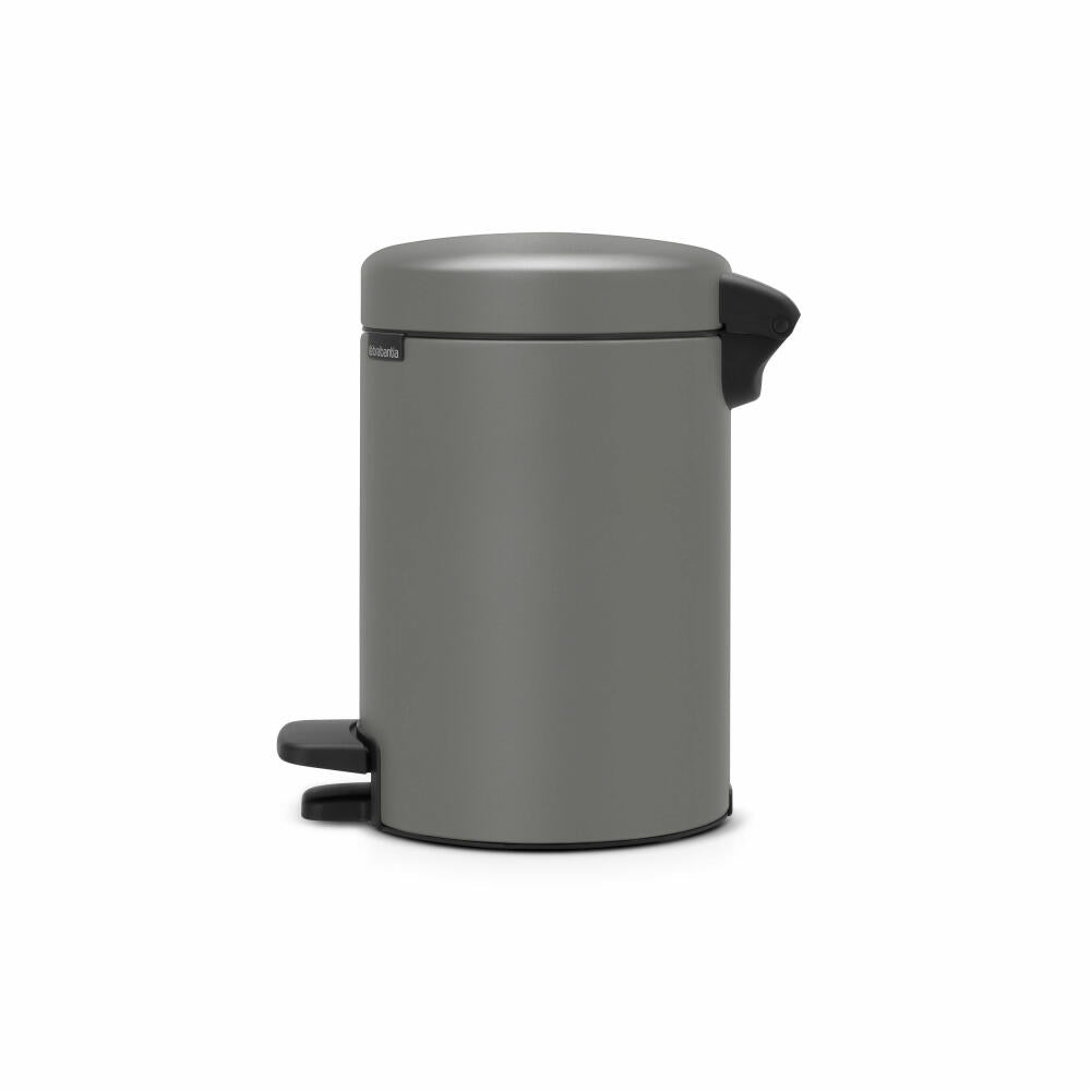 Brabantia Treteimer NewIcon, Abfalleimer, Mülleimer, Stahl, Mineral Concrete Grey, 3 L, 126260