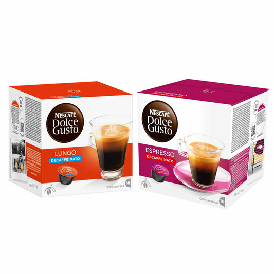 Nescafé Dolce Gusto Kapseln Entkoffeiniert-Set, Caffé Lungo und Espresso Decaffeinato