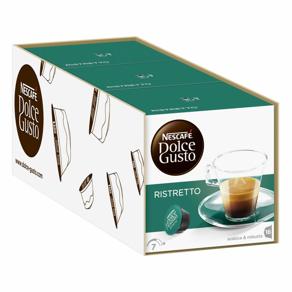 Nescafé Dolce Gusto Espresso Ristretto, Strong, Coffee, Coffee Capsule, Pack of 3, 3 x 16 Capsules