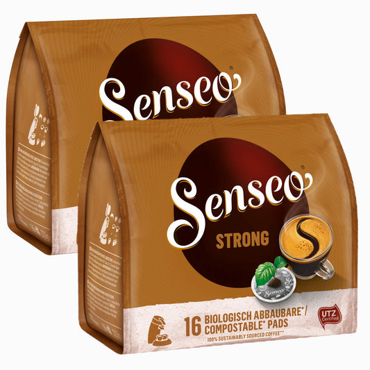 Senseo Coffee Pads Strong, Intense and Full-Bodied Taste, Coffee, New Design, Pack of 2, 2 x 16 Pads