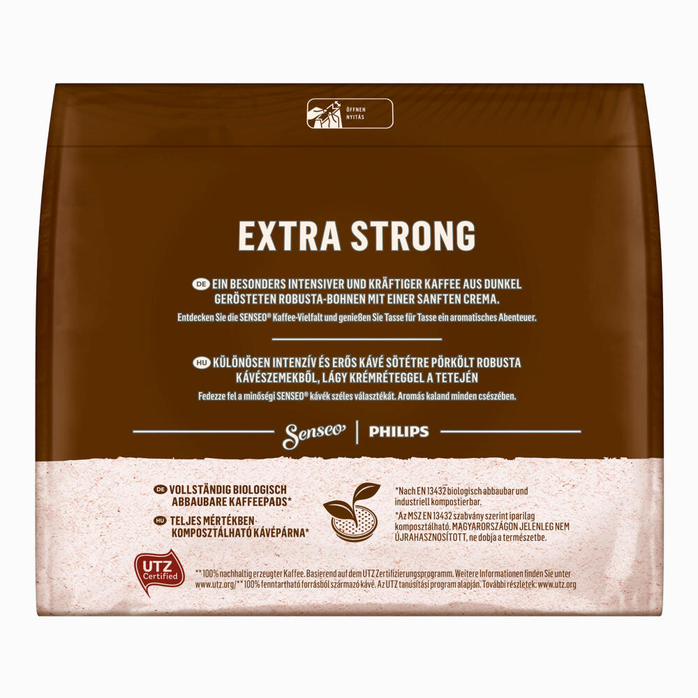 Senseo Kaffeepads Extra Kräftig / Extra Strong, 3er Pack, Intensiver und Vollmundiger Geschmack, Kaffee, je 16 Pads, mit Tasse