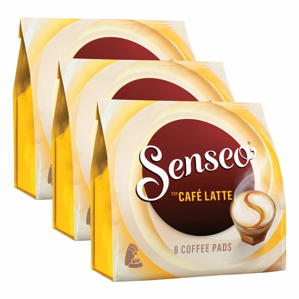 Senseo Kaffeepads Café Latte, Aromatischer Kaffee mit Cremig-milchigem Geschmack, Milchkaffee 3 x 8 Pads