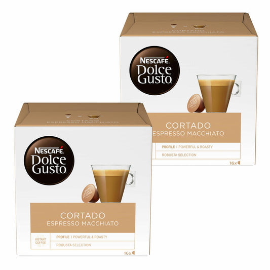 Nescafé Dolce Gusto Cortado Espresso Macchiato, Coffee, Coffee Capsule, Pack of 2, 2 x 16 Capsules