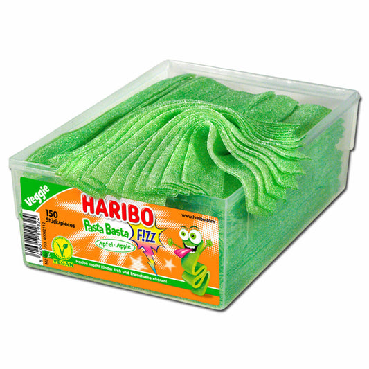 Haribo Pasta Basta Apfel Fizz, Veggie, Gummibärchen, Weingummi, Fruchtgummi, 150 Stück, 1125g Dose