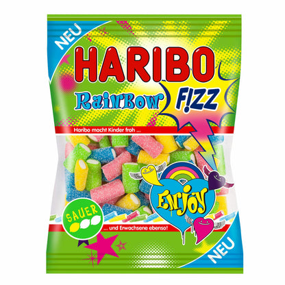 Haribo Rainbow Fizz, set of 3, gummy bears, wine gums, fruit gums, sour, 3 bags of 175 g each