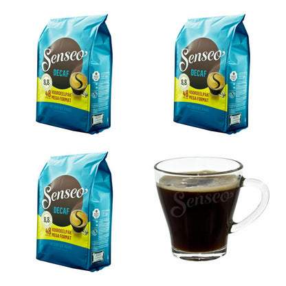 Senseo Coffee Pads Decaf / Decaffeinated, Rich Aroma, Intense &amp; Balanced, Coffee for Coffee Pad Machines, 144 Pads, with Cup