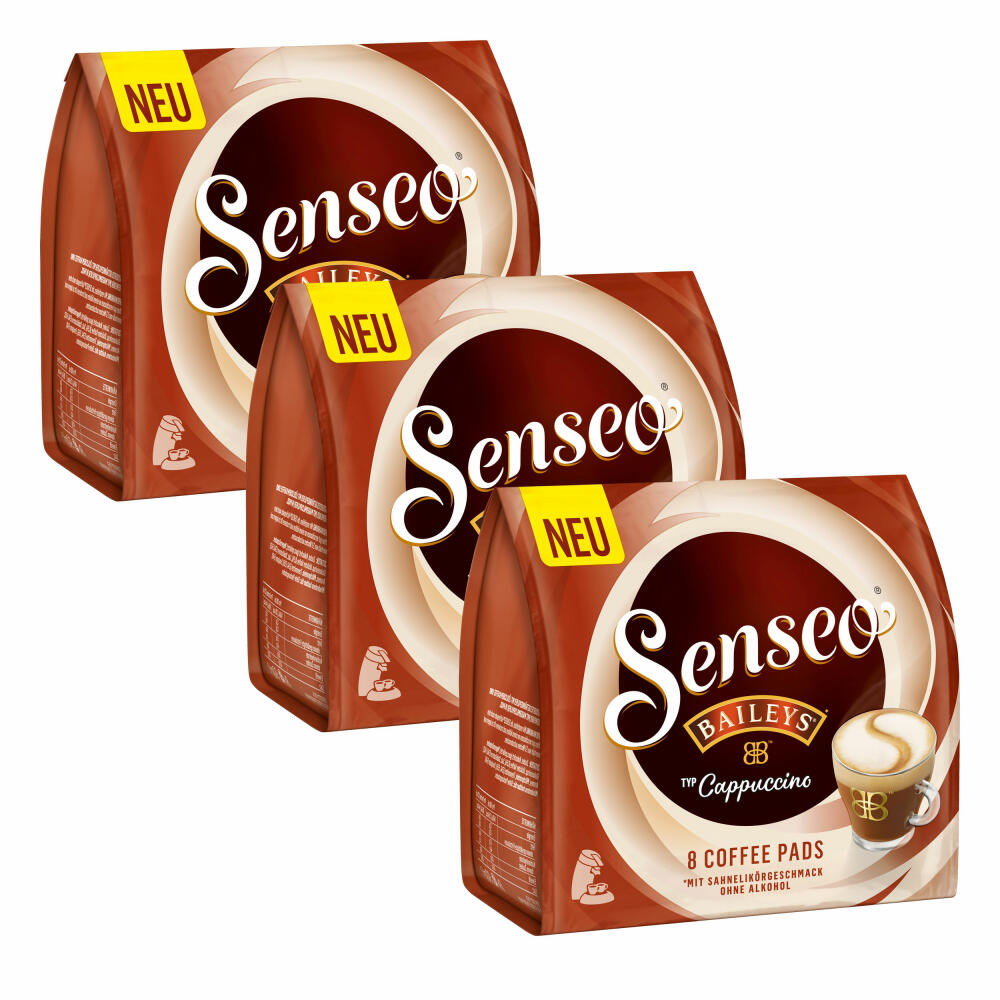 Senseo Type Cappuccino Baileys Coffee Pads, Aromatic, Coffee, Instant Coffee, 3 x 8 Pads