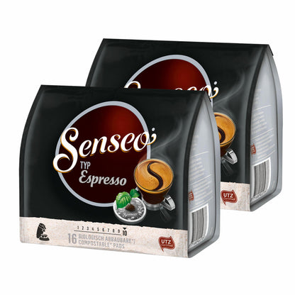 Senseo Type Espresso, Coffee Pads, Aromatic and Full-Bodied, Roasted Coffee, Coffee, 32 Pads