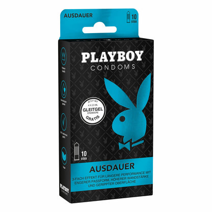 Playboy Condoms Kondome Ausdauer, Verhütungsmittel, 3-fach Effekt, mit Gleitgel gratis, 52 mm, 8 x 10 Stück