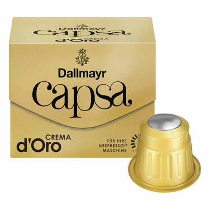 Dallmayr Capsa Crema d'Oro, Nespresso Kompatibel Kapsel, Kaffeekapsel, Röstkaffee, Kaffee, 10 Kapseln, 56 g