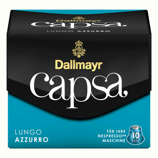 Dallmayr Capsa Lungo Azzurro, Nespresso Kompatibel Kapsel, Kaffeekapsel, Röstkaffee, Kaffee, 10 Kapseln, 56 g