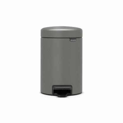 Brabantia Treteimer NewIcon, Abfalleimer, Mülleimer, Stahl, Mineral Concrete Grey, 3 L, 126260