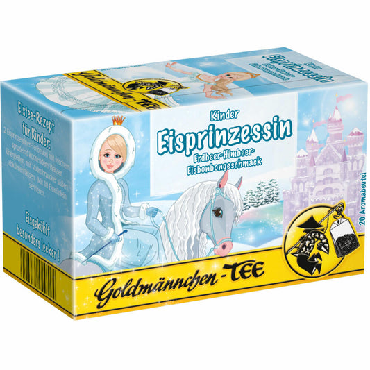 Goldmännchen Kinder Tee Eisprinzessin, Erdbeer-Himbeer-Eisbonbon, Aromatisierter Früchte-Kräutertee, 20 einzeln versiegelte Teebeutel