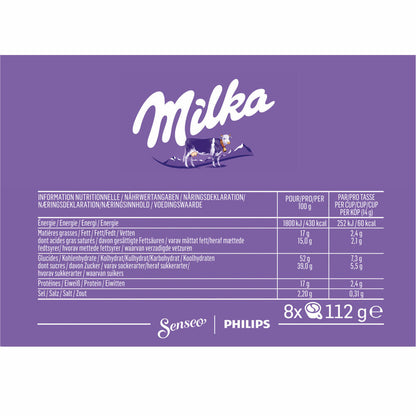 Senseo Milka Choco Pads, chocolate drink, cocoa drink, coffee pads, 8 pads for 8 servings, 112 g