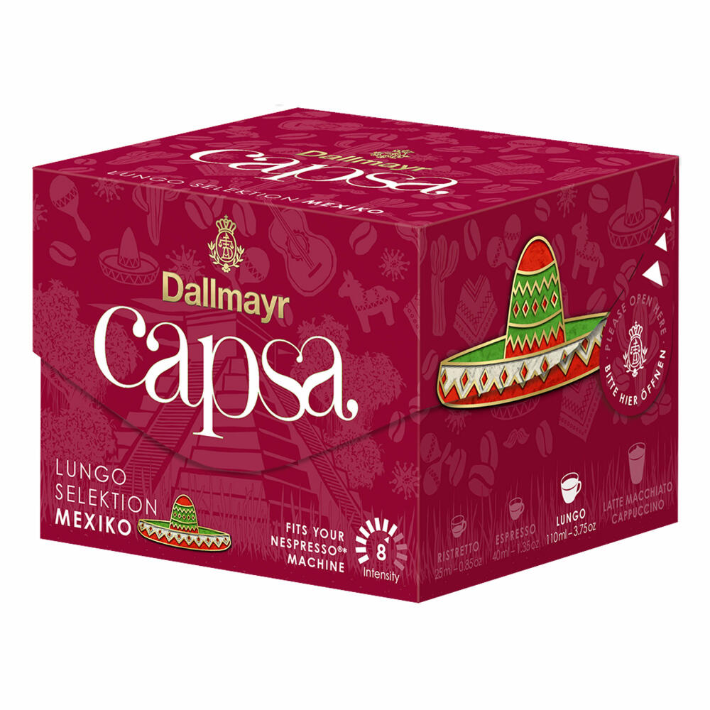 Dallmayr Capsa Lungo Selektion Mexico, Nespresso Kompatibel, Kaffeekapsel, Röstkaffee, Kaffee, 10 Kapseln, 56 g