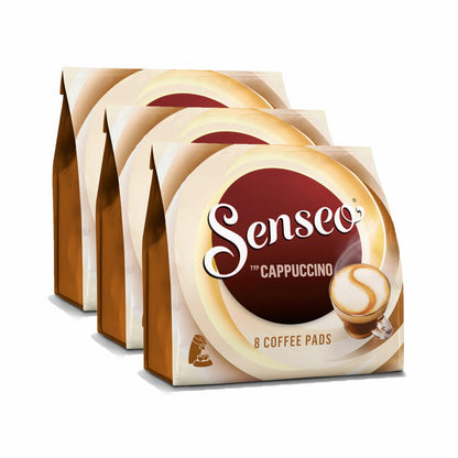 Senseo coffee pads cappuccino, milk foam classic, coffee, new recipe, pack of 3, 3 x 8 pads